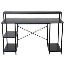 Homcom Mesa de Oficina con Estantes 140x60x93cm Negro
