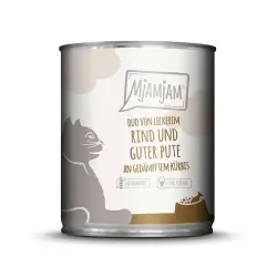 MjAMjAM Duo 6 x 800 g comida húmeda para gatos - Ternera sabrosa y pavo con calabaza al vapo