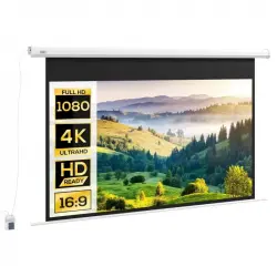 Homcom Pantalla De Proyector Eléctrica 84 Pulgadas Formato 16:9 186x105cm Blanco