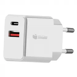 PcCom Essential Cargador USB-C 20W + USB Carga Rápida 3.0 Blanco