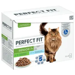 Perfect Fit Senior en bolsitas para gatos - Mix Pavo y pescado 12 x 85 g