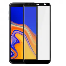 Avizar Protector de Pantalla de Cristal Templado Bordes Biselados Negros para Samsung Galaxy J6 Plus