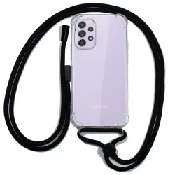 Cool Funda Transparente con Cordón Negro para Samsung A525 Galaxy A52 / A52 5G / A52s 5G