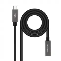 Nanocable Cable Alargador USB-C 4K/60Hz Macho/Hembra 1.5m Negro