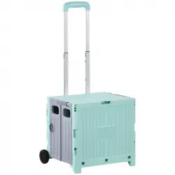 Homcom Carrito De La Compra Plegable Con 2 Ruedas 41,5x32,5x85 Cm Verde