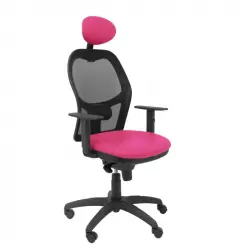 Piqueras y Crespo Jorquera Silla Malla Negra Asiento Similpiel Con Cabecero Fijo Rosa