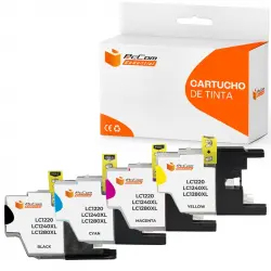 Pccom Essential Brother Lc1240xl/lc1220xl/lc1280xl Cartucho Tinta Compatible Negro/cian/magenta/amarillo Pack 4