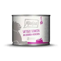 MjAMjAM comida húmeda para gatos 6 x 200 g - sabroso cerdo y deliciosas zanahorias