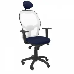 Piqueras y Crespo Jorquera Silla Malla Blanca Asiento Bali Azul Marino con Cabecero Fijo