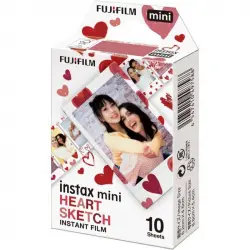 Fujifilm Instax Mini Heart Sketch Película Fotográfica Instantánea 10 Hojas