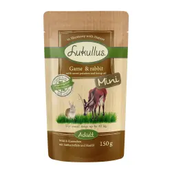 Lukullus Mini sin cereales 6 x 150 g - Caza y conejo