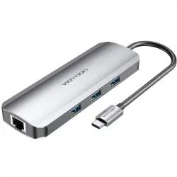 Vention TOLHB Docking USB-C a 1x HDMI / 3x USB 3.0 / 1x USB-C PD 100W / 1x RJ45 / 1x Jack 3.5 Gris