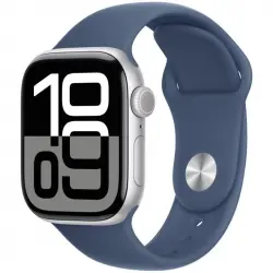 Apple Watch Series 10 GPS + Cellular 42mm Caja Aluminio Plata con Correa Deportiva Azul Denim M/L