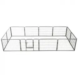 Corral Para Perros | Perrera Exterior 12 Paneles De Acero 80x60 Cm Negro Cfw755802
