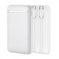 Cool Batería Externa Power Bank 5000 mAh con Cables USB-C / Lightning Blanco
