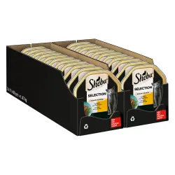 Sheba 22 x 85 g tarrinas Receta única - Selection - bocaditos de ternera y pavo en salsa
