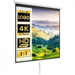 Homcom Pantalla De Proyector Manual 99 Pulgadas Formato 1:1 178x178 Cm Blanco