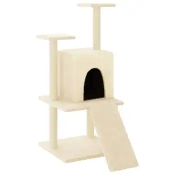 Rascador Para Gatos Con Postes De Sisal Color Crema 110 Cm Vidaxl
