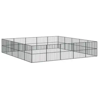 Corralito Para Perros Con 20 Paneles Acero Galvanizado Negro Vidaxl