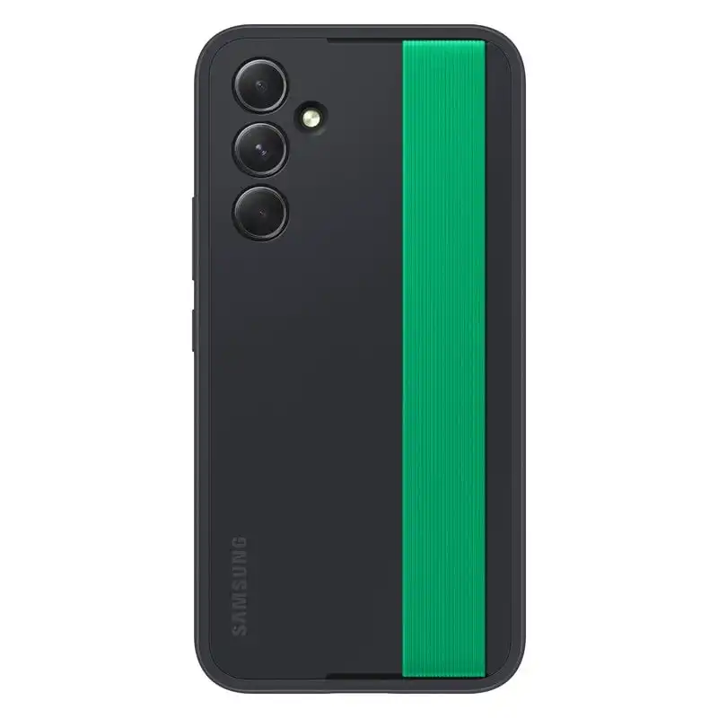 Samsung Haze Grip Case Funda Negra con Correa Desmontable Verde para Galaxy A54 5G