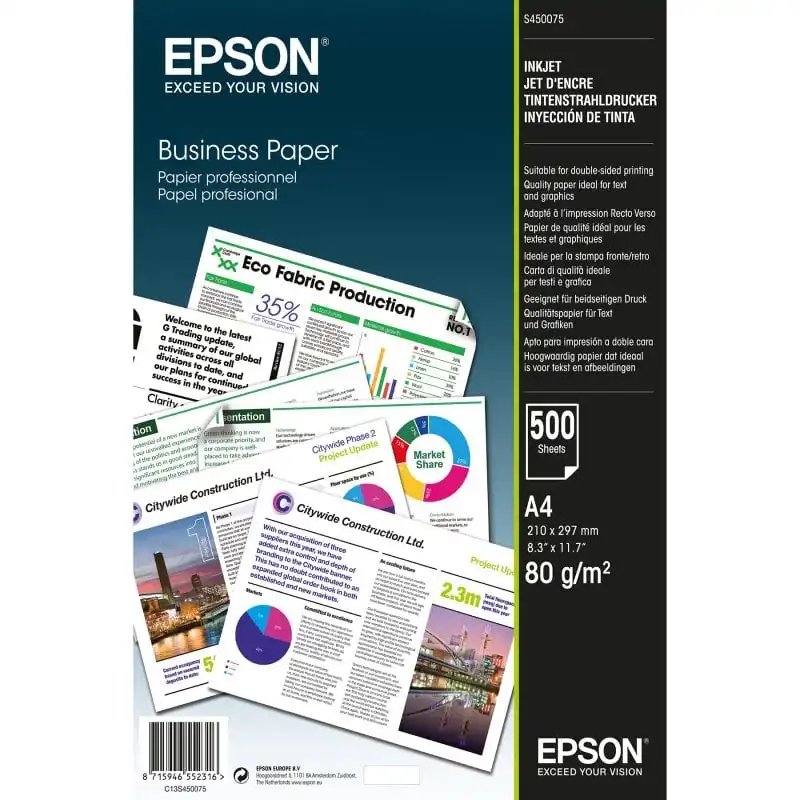 Epson C13S450075 Papel para Impresora de Inyección de Tinta A4 Mate Blanco