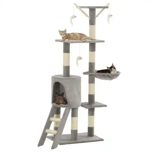 Rascador para gatos con poste de sisal color Gris