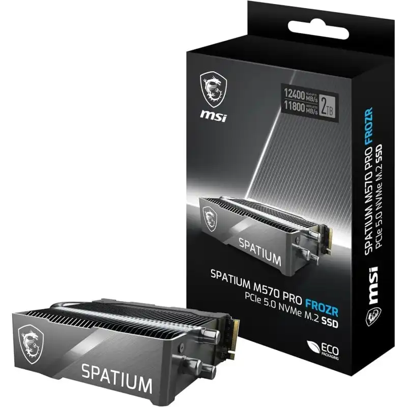 MSI SPATIUM M570 PRO FROZR 2TB Disco SSD 12400MB/s NVMe PCIe 5.0 M.2 Gen5 3D NAND con Disipador