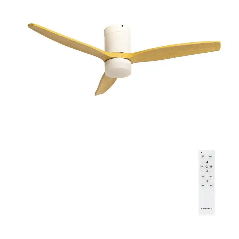 Create Wind Calm Patio Ventilador de Techo para Exteriores 40W 132cm con Luz LED de 15W Blanco