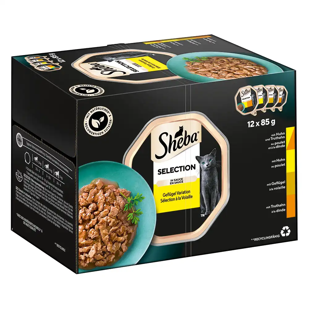 Sheba 12 x 85 g en tarrinas Multirreceta - Selección de aves en salsa