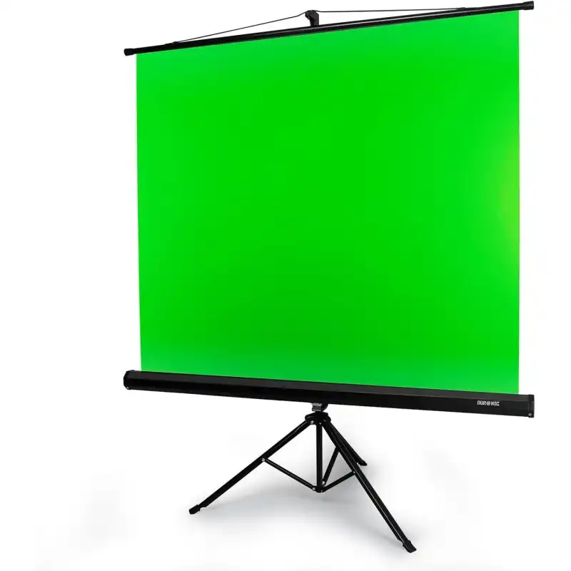 Duronic TPS13 GN Pantalla de Proyector con Fondo Verde Sobre Trípode 150x130cm Set Grabación