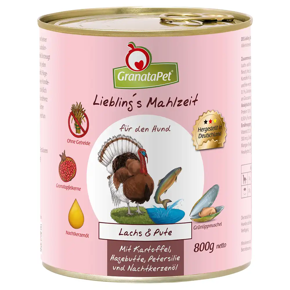 GranataPet Liebling's Mahlzeit 6 x 800 g - Salmón y pavo