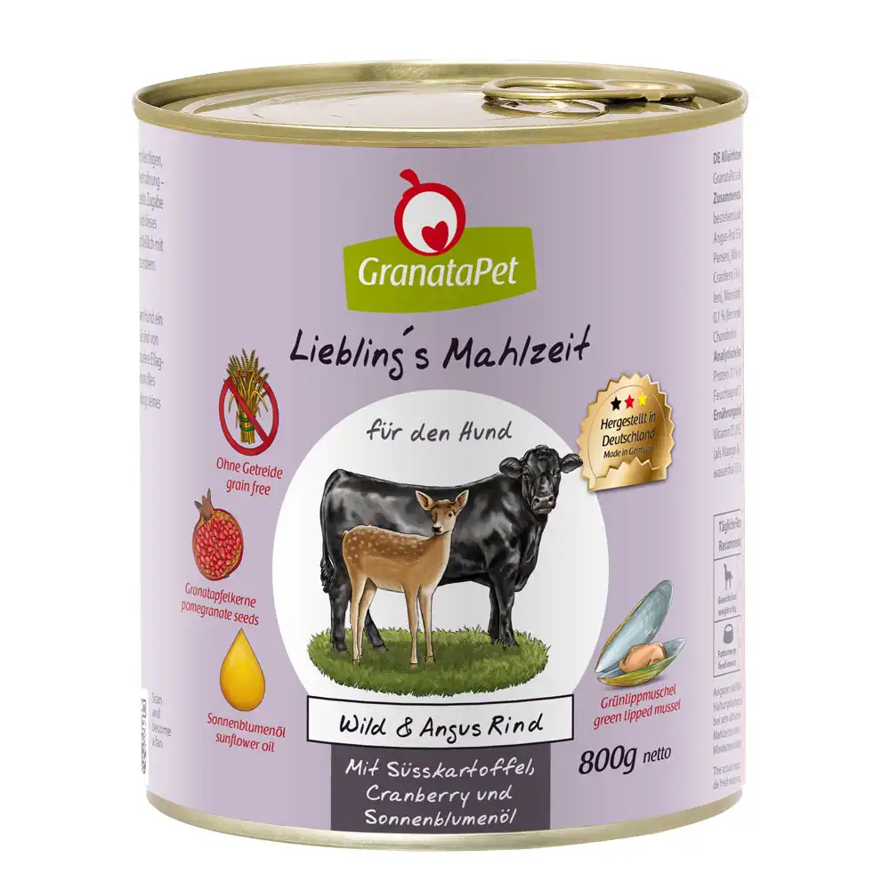 GranataPet Liebling's Mahlzeit 6 x 800 g - Venado y ternera Angus