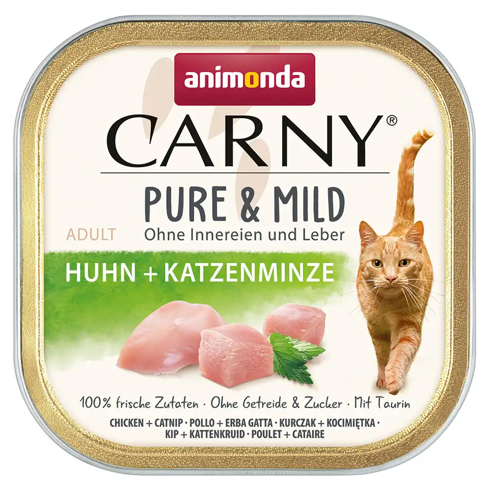 Animonda Carny Adult Pure & Mild 32 x 100 g - Pollo + menta para gatos