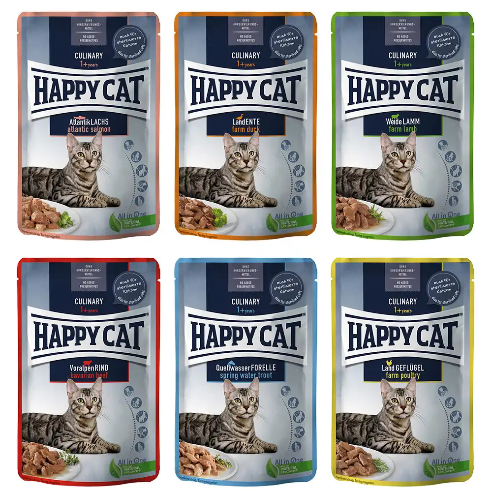 Happy Cat Pouch Carne en salsa 12 x 85 g - Mezcla I