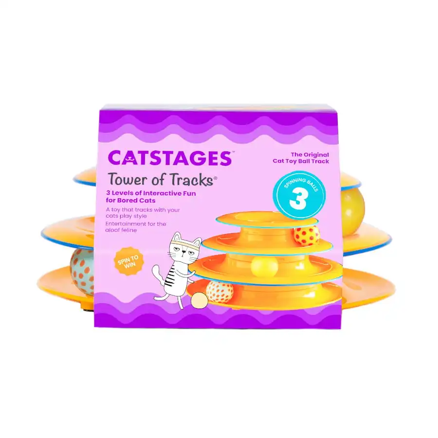 Outward Hound Catstages Tower of Tracks Interactivo con Pelotas para gatos