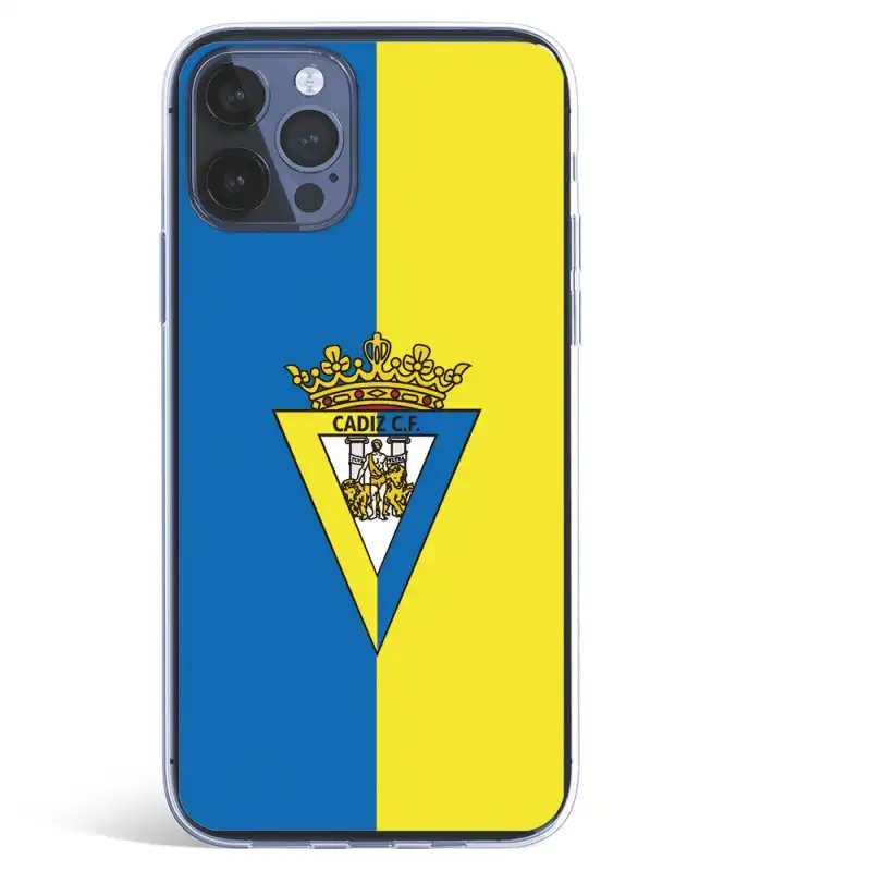 Funda Licencia Oficial Cádiz CF Escudo Fondo Bicolor para iPhone 12 Pro Max