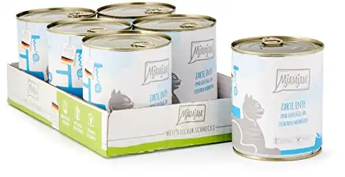 MjAMjAM comida húmeda para gatos 6 x 800 g - Pato y ave tiernos con sabrosas zanahorias