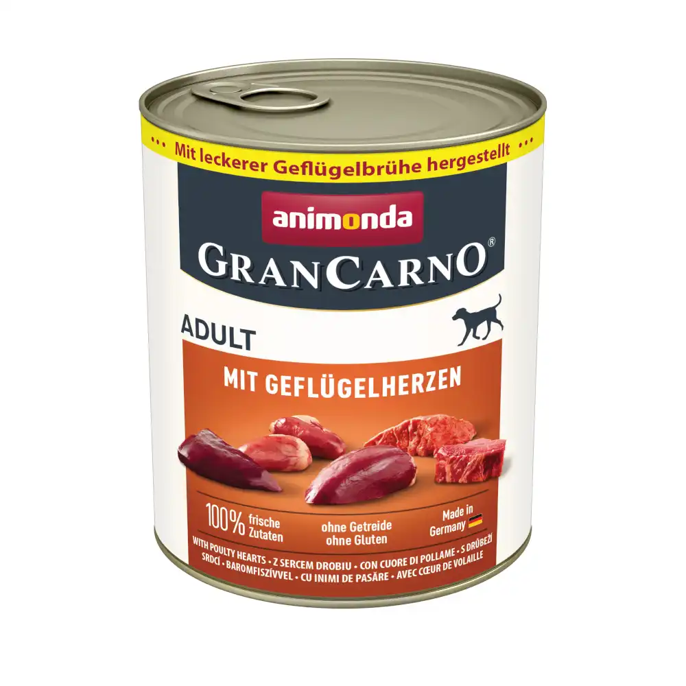 animonda GranCarno Original Adult 6 x 800 g - con corazones de ave