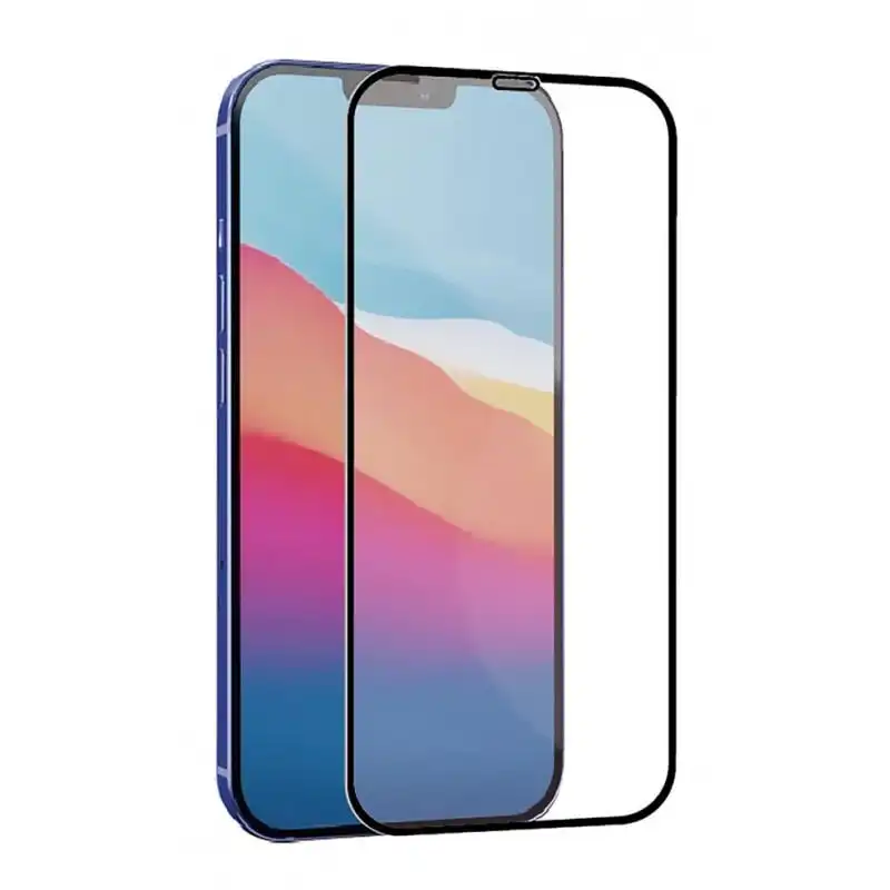 Muvit Protector de Pantalla Marco Negro Antibacteriano para Apple iPhone 12/ 12 Pro