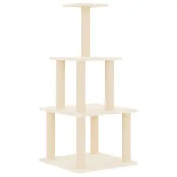 Rascador Para Gatos Con Postes De Sisal Color Crema 111 Cm Vidaxl