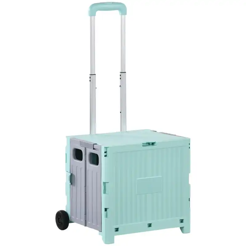 Homcom Carrito De La Compra Plegable Con 2 Ruedas 41,5x32,5x85 Cm Verde