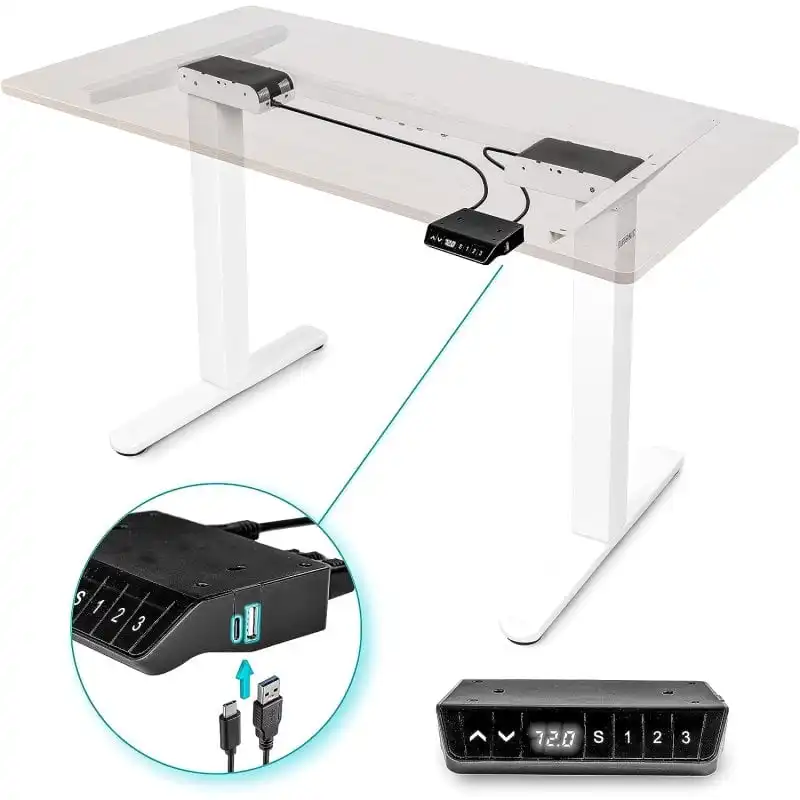 Duronic TM61 WE Marco de Escritorio Eléctrico Ajustable 72-120cm Memorias de Altura y Máx 80 Kg