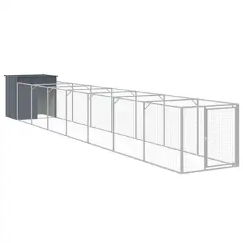Caseta Perros Con Corral Acero Galvanizado Gris 110x813x110 Cm Vidaxl