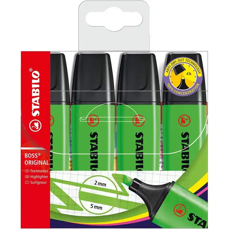 STABILO Boss Original 4 Marcadores Fluorescentes Verde