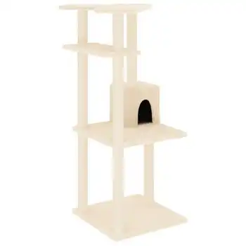 Rascador Para Gatos Con Postes De Sisal Color Crema 123 Cm Vidaxl