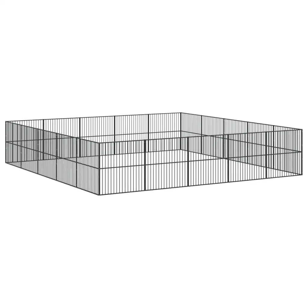 vidaXL Corralito para perros con 12 paneles acero galvanizado negro