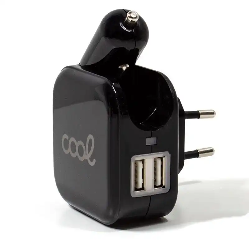 Cool Cargador de Coche/Red Universal 2xUSB 2.1A Negro