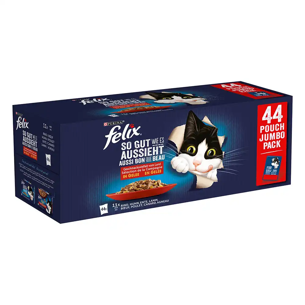 Felix Fantastic 44 x 85 g - Megapack - Pollo, vacuno, pato y cordero