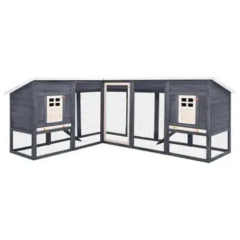 Jaula Conejera De Exterior Con Corral Madera Abeto Gris Blanco Vidaxl