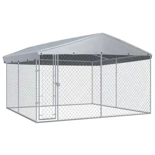 Perrera con toldo protector color Plateado